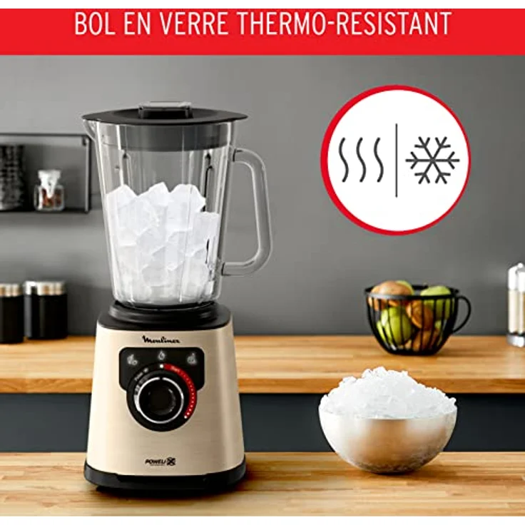 Moulinex PerfectMix LM871A10, Elektrischer Standmixer mit 1200 W, Glasschüssel 1,5 l, Powelix-Klingentechnologie, einfache Reinigung, Schwarz/Gold – Bild 5