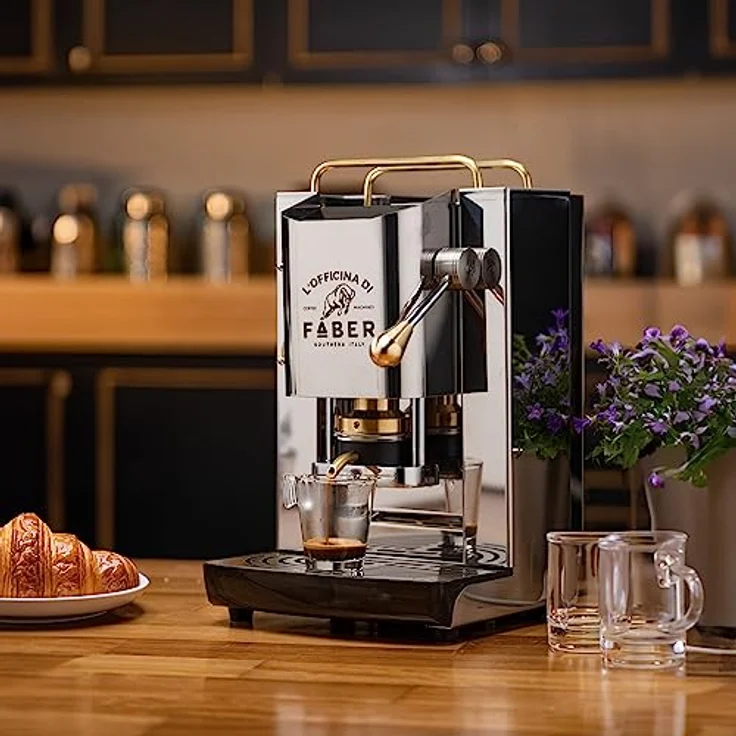 Faber Coffee Machines Pro Deluxe Espressomaschine, Edelstahl mit Messingelementen, ESE Pad 44 mm, einfache Reinigung, Tassenwärmer, schnelles Aufheizen – Bild 6