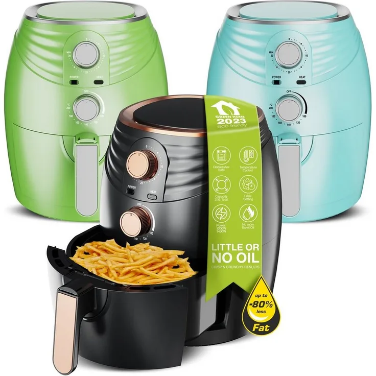 TurboTronic by Z-Line Heißluftfritteuse 3,5 Liter, Frittieren ohne Öl, 1200 W, Retro-Design, Camping Airfryer AF11M