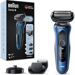 Braun Series 6 Rasierer Herren mit EasyClick Aufsatz, Elektrorasierer & Barttrimmer, Ladestation, SensoFlex, Wet & Dry, wiederaufladbar & kabellos, Geschenk Mann, 61-B4500cs, blau