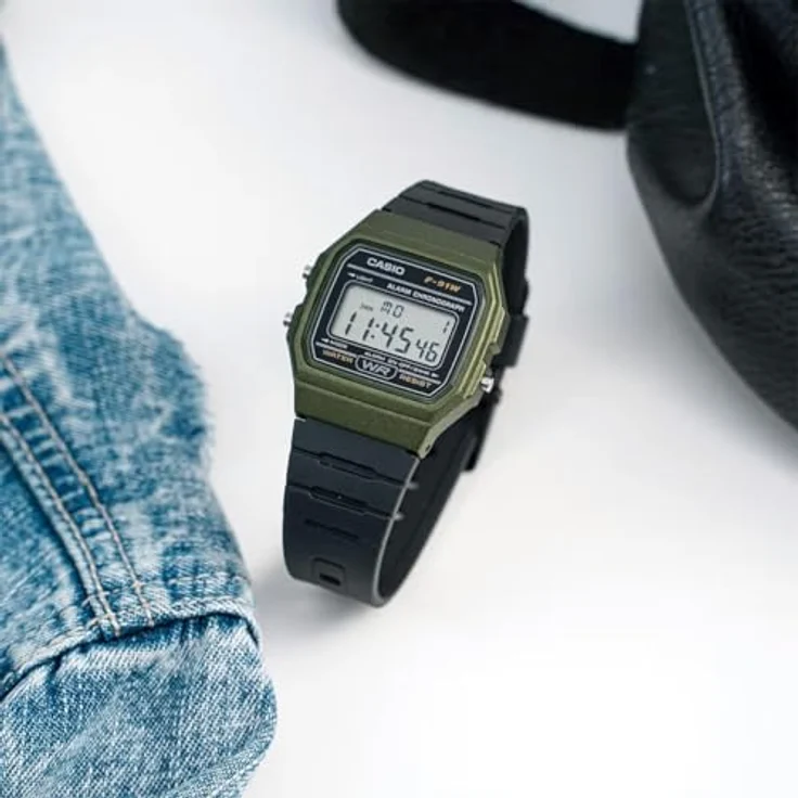 Casio F-91WM-3ACF, Herren Digital Quarz Uhr mit Harz Armband, schwarz – Bild 4