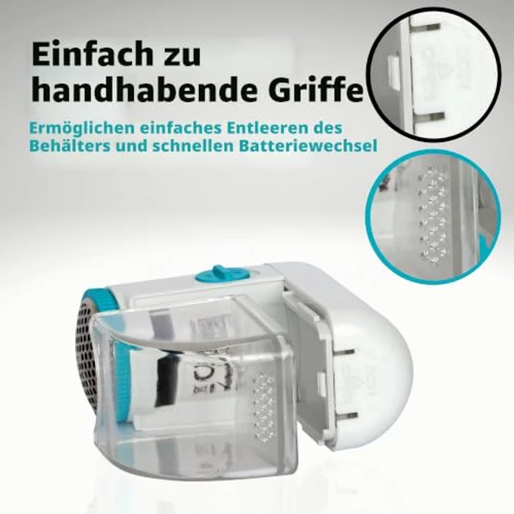 Esperanza Cuddly, Elektrischer Fusselrasierer in Weiß-Grau, effektiv für empfindliche Stoffe und einfache Handhabung – Bild 4