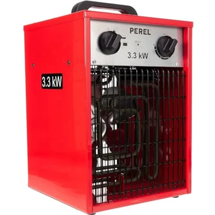 Perel Heizlüfter 3300W, elektrisch mit 2 Heizstufen, Thermostat, Kühlfunktion und Überhitzungsschutz, IP24 – Bild 1