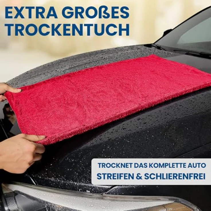 Ivality® Auto Trockentuch XXL 80x50 cm, 1400 GSM Ultra Saugstarkes Mikrofasertuch für fusselfreie Autopflege und Motorradreinigung, lackschonend und waschbar – Bild 4