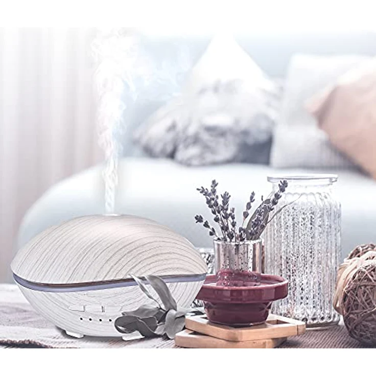 Sixtol Aroma Diffuser, Aromazerstäuber in Steinweiss Holz, 500 ml, mit Lichteffekten und elegantem Design – Bild 2