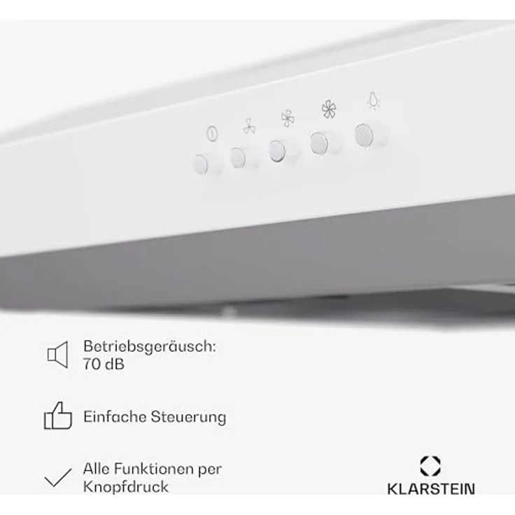 Klarstein Dunstabzugshaube 60cm, Abluft-Dunstabzugshaube mit Spülmaschinenfestem Filter aus Aluminium, Leise Abzugshaube Abluft, 200m³/h Luftstrom, Effiziente Wandhauben mit LEDs & Touch Controls – Bild 5