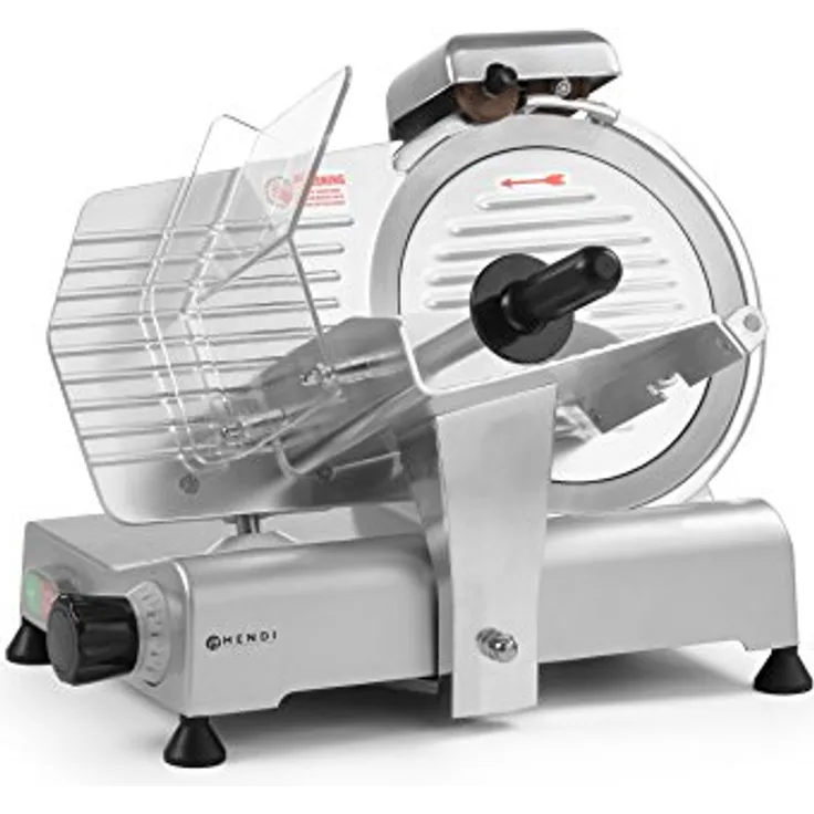 HENDI 210215 Aufschnittmaschine Kitchen Line 250, 250 mm Messerdurchmesser, rutschfeste Füße, 16,4 kg