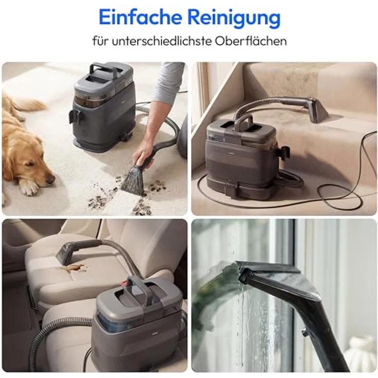 MEDION X10 UC Waschsauger, Nasssauger mit 1650 W Leistung, Kalt-/Heißwasser-Dampf, Frischwassertank 1250 ml, Schmutzwassertank 950 ml, Fenster-Aufsatz, Tragegriff & Rollen, MD100123 – Bild 3