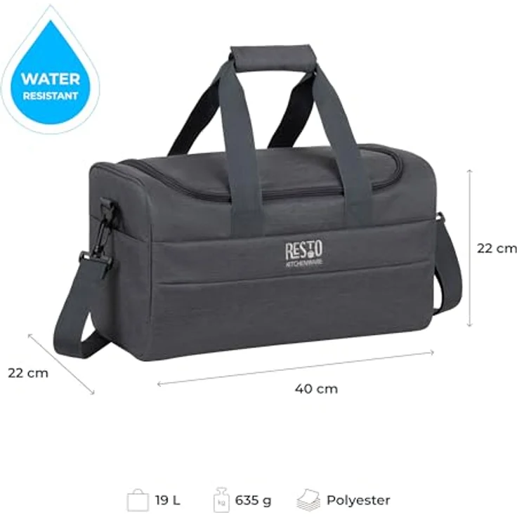Resto Kühlbox 5519, 19 l mit PEVA-Isolierung und Seitentasche, strapazierfähiges Polyester, ideal für Picknick und Ausflüge – Bild 2