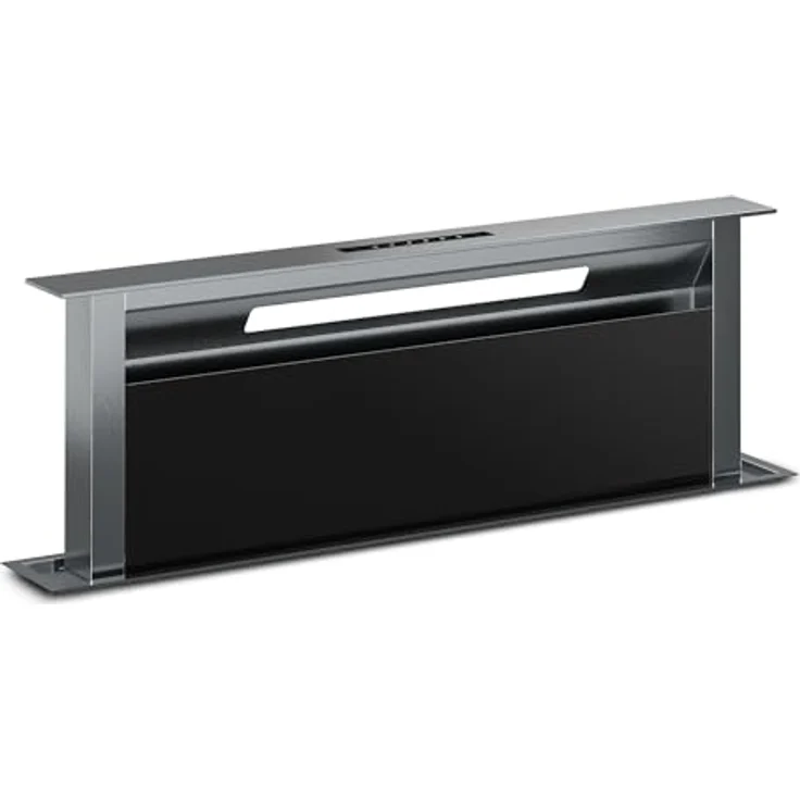 Klarstein Verosteel Downdraft Dunstabzugshaube 90 cm - A++ Energieklasse, 906,2 m³/h Boost, Touch-Bedienung, LED-Beleuchtung, Aluminium & schwarzes Glas, spülmaschinenfester Fettfilter – Bild 1