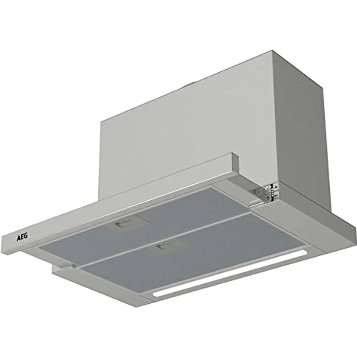 AEG DPE5660M, Dunstabzugshaube 60cm, Grau, Abluft/Umluft, max. 415 m³/h, A, SoftTouch Tasten