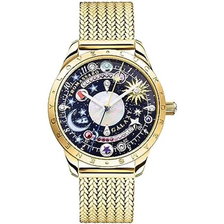 THOMAS SABO Unisex Uhr Cosmic Amulet mit Zifferblatt in Dunkelblau gelbgoldfarben Edelstahl, Edelstahl Gelbgoldfarben WA0403-264-207