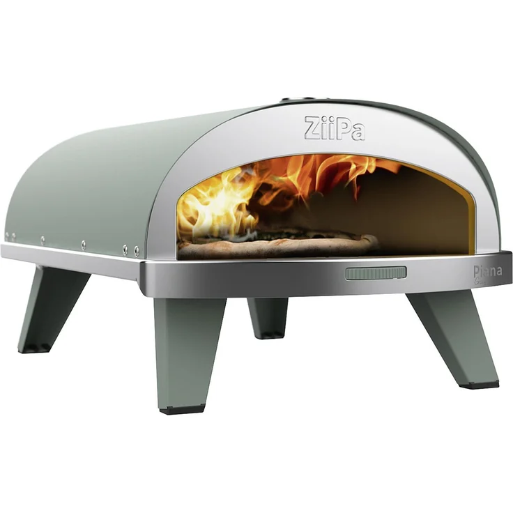 Ziipa Gas Pizzaofen Piana grün - Kompakt, innovativ, Gasbetrieben, feuerfester drehbarer Stein