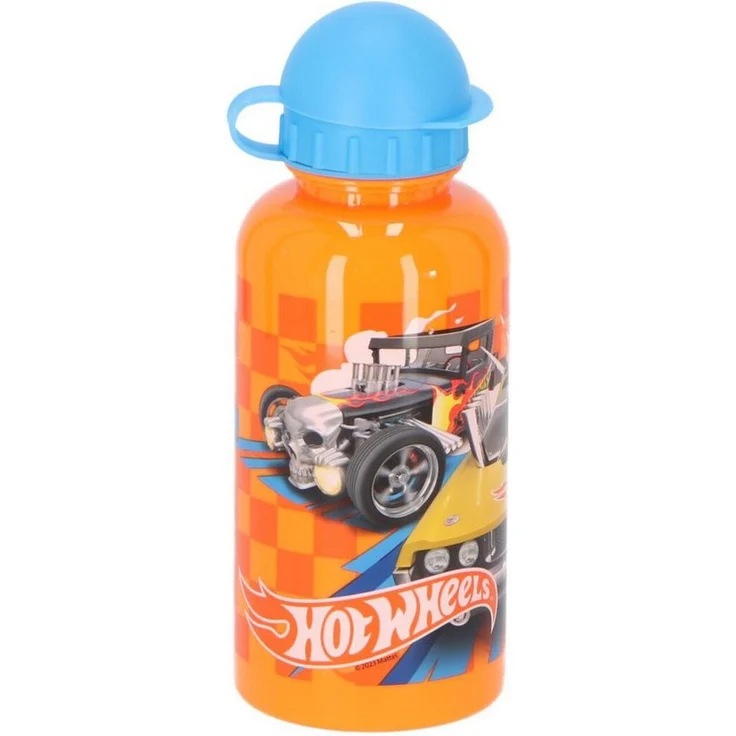 Hot Wheels Trinkflasche, Wasserflasche 400ml, orange PVC, 17 cm hoch