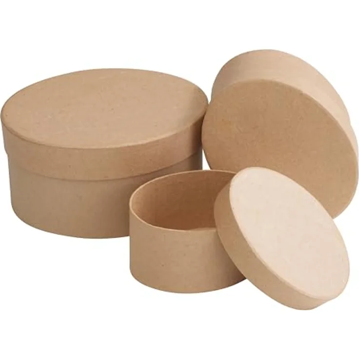 VBS Schachteln mit Deckel Oval 3er-Set, Pappschachtel für Aufbewahrung und Geschenke, verschiedene Größen (15 cm bis 10,2 cm)