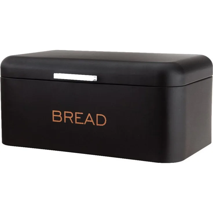 Cheffinger Brotkasten, Edelstahl mit Deckel, 34 x 18 x 20 cm, metallic schwarz, belüftet