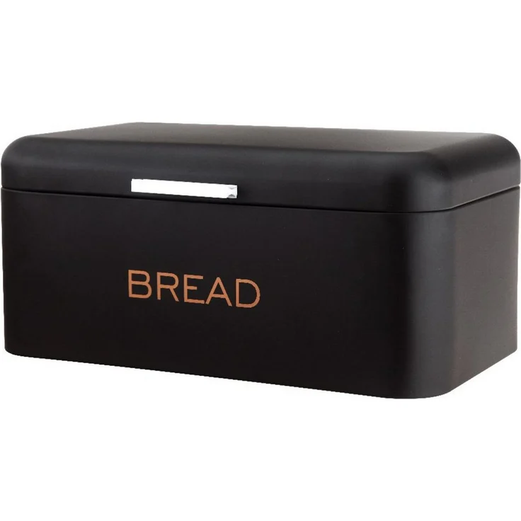 Cheffinger Brotkasten, Edelstahl mit Deckel, 34 x 18 x 20 cm, metallic schwarz, belüftet