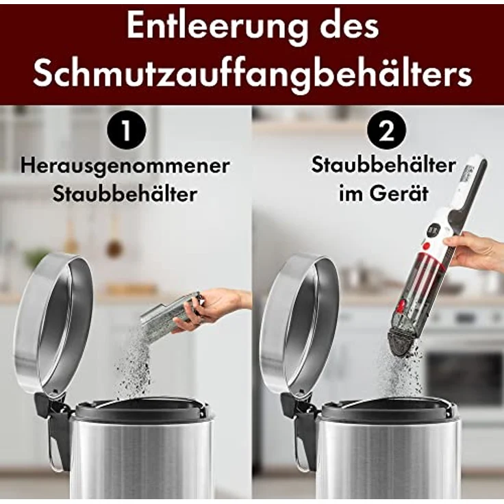 ProfiCare® Handstaubsauger beutellos für Auto und Haushalt, Handstaubsauger Akku inkl. 3 Düsen- und Bürstenaufsatz + Ladestation - kabelloser Handsauger mit bis zu 25 Minuten Laufzeit - PC AKS 3102 – Bild 4