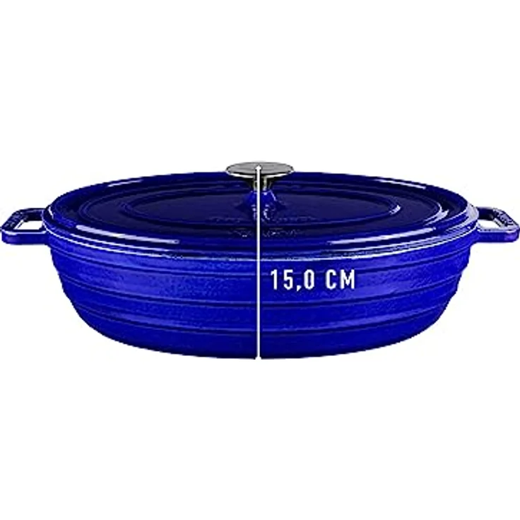 Sallys Gusseisenbräter Alime (Royal Blue Majolika) - Hochwertiges Gusseisenmaterial, vielseitig einsetzbar, geeignet für verschiedene Herdarten – Bild 4