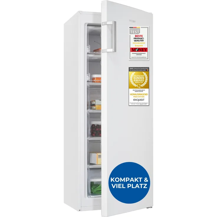Exquisit Gefrierschrank GS230-H-050C, 177 Liter, Standgerät, 4-Sterne-Gefrieren, Toplader, kompakt, weiss
