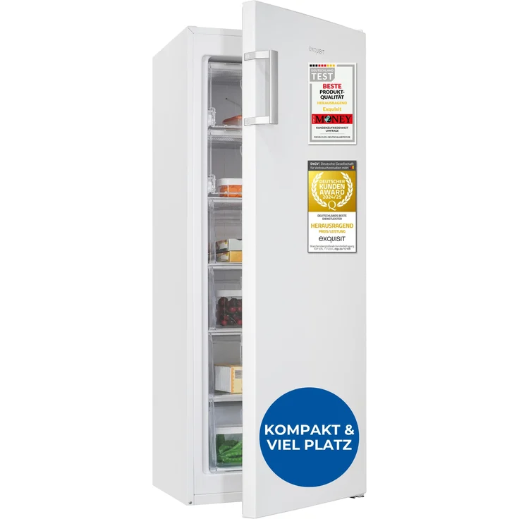 Exquisit Gefrierschrank GS230-H-050C, 177 Liter, Standgerät, 4-Sterne-Gefrieren, Toplader, kompakt, weiss