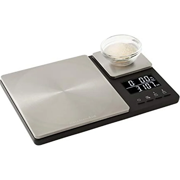 KitchenAid Digitale Lebensmittel-Waage mit Zwei Plattformen, wiegt zwischen 5000g und 500g Schwarz Einheitsgröße – Bild 3