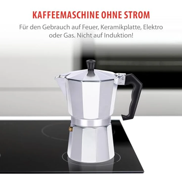 alpina Perkolator – Kaffeemaschine 270 ml – Espressokocher für 6 Tassen – Kaffeebereiter aus Aluminium für Gas, Halogen und Keramik – 320 g, Ø10 x 19 cm – Bild 5
