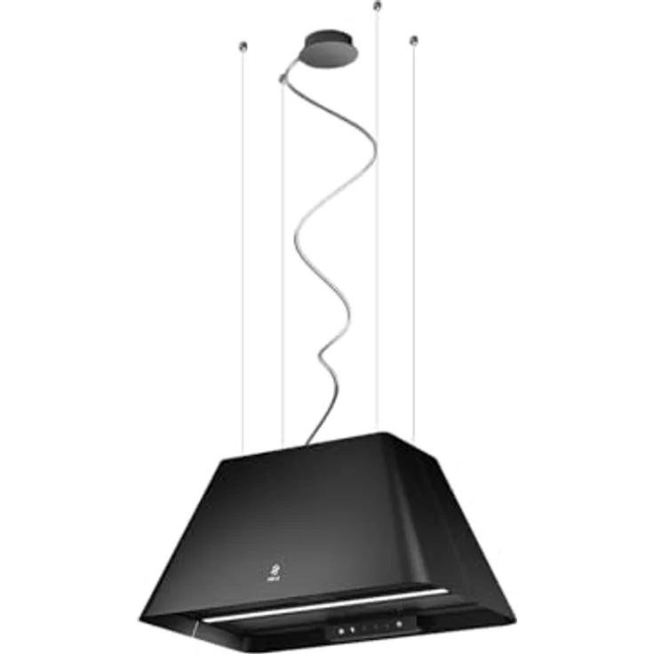 ELICA Deckenhaube IKONA LIGHT BL/F/60, Inselhaube in Schwarz mit LED-Beleuchtung und 610 m³/h Intensivleistung – Bild 1