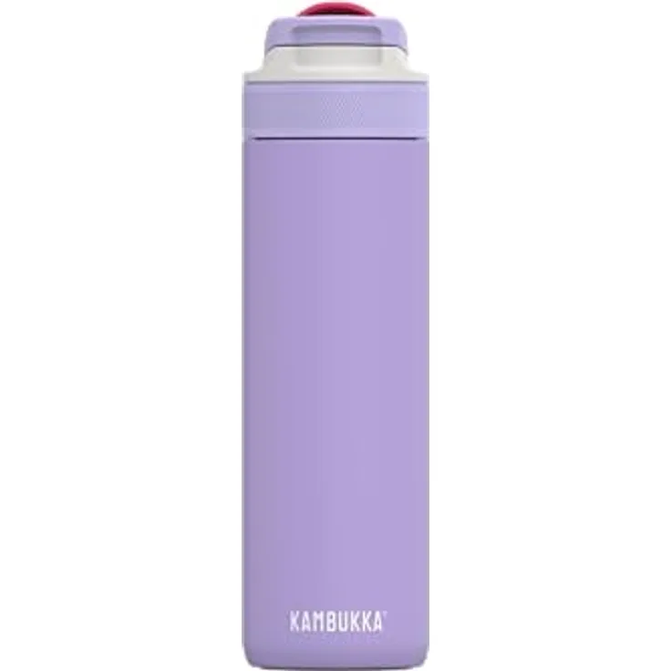Kambukka Edelstahl Trinkflasche mit Strohalm - Modell "LAGOON DIGITAL LAVENDER" - 600 ML - Auslaufsichere isolierte Wasserflasche mit Strohalm - Edelstahl