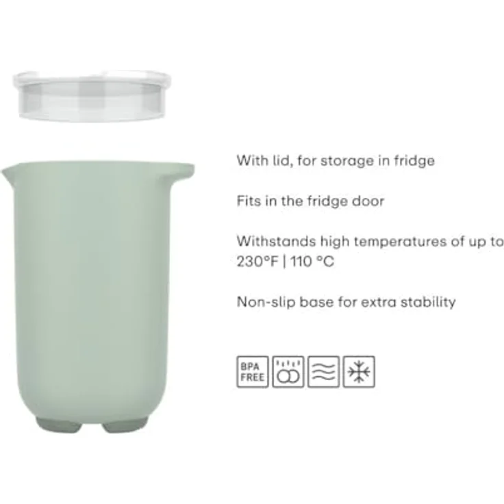 Mepal Chef it Rührschüssel 1000 ml mit Deckel, ergonomischer Griff, rutschfester Boden, hitzebeständig, coral – Bild 3