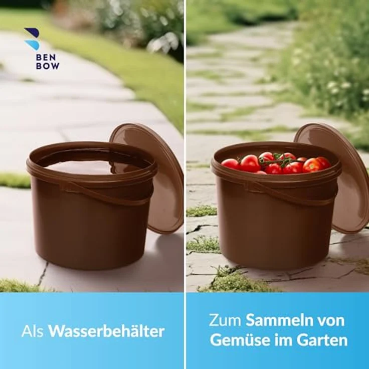 BenBow Eimer mit Deckel 10L, 10 Stk., Braun BSR-, Luftdicht, Lebensmittelecht, BRC-, auslaufsicher – Bild 5