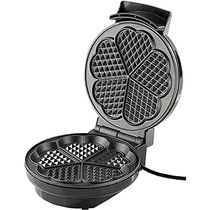 Rosenstein & Söhne Belgisches Waffeleisen: Waffeleisen für Herzwaffeln (Elektro-Waffeleisen, Backautomat für Waffel, Automat)