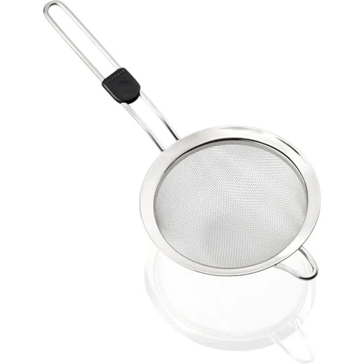 Leifheit Küchensieb Ø 16 cm ProLine-Serie, feinmaschiges Nudelsieb aus hochwertigem Edelstahl, Sieb mit praktischer Aufhängeöse und Griff mit Daumenmulde, Haushaltssieb, silber – Bild 2