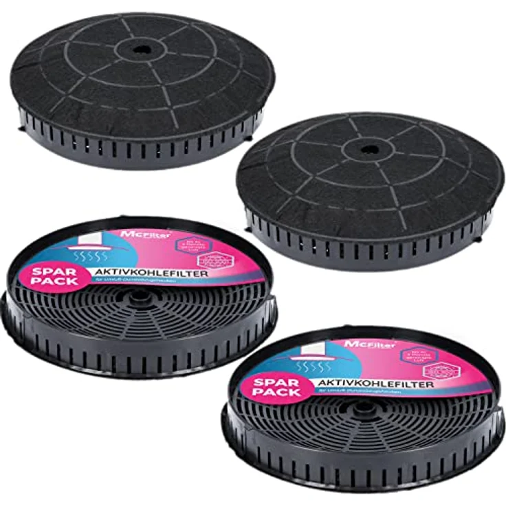 McFilter | 4x Aktivkohlefilter Ø 180mm für Dunstabzugshaube geeignet für Kohlefilter Elica CFC0038668 Typ57, IKEA Nyttig 440, AEG 4055171138 - Filter für Abzugshaube – Bild 1