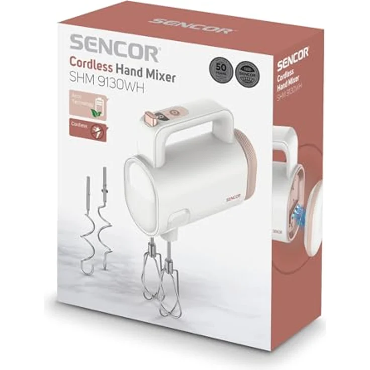 Sencor SHM 9130WH, Drahtloser Handmixer mit 8 Geschwindigkeitsstufen, digitalem Display und USB-C Aufladung, Weiss – Bild 7