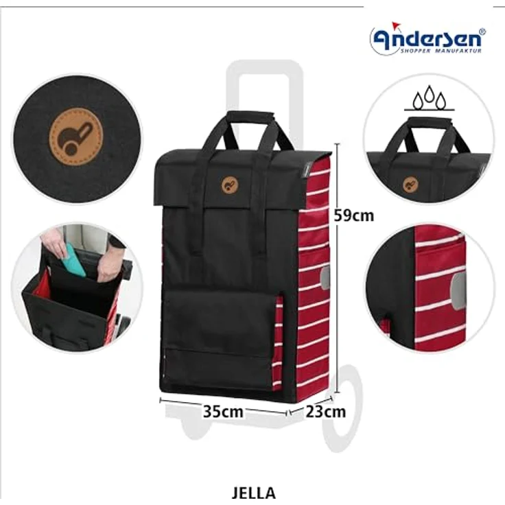 Andersen Einkaufstrolley - Treppenst. Royal Sh. Jella rot 51 L, Aluminium, klappbar, Räder abnehmbar – Bild 3