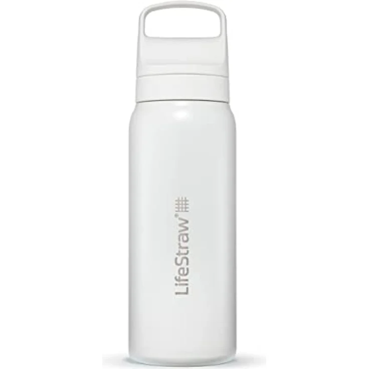 Lifestraw LifeStraw Go Steel 700ml Wasserfilter mit Edelstahlflasche, BPA-frei, inkl. 2-Stufen-Filter, doppelwandige Vakuumisolierung (polar white) – Bild 1
