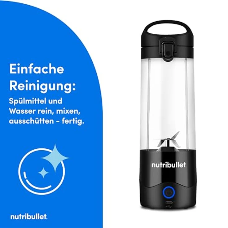 NutriBullet NBP003B, Tragbarer Mixer, 0,475 l, Pulsfunktion, Eis-Crusher, 0,4237 m, Schwarz – Bild 6