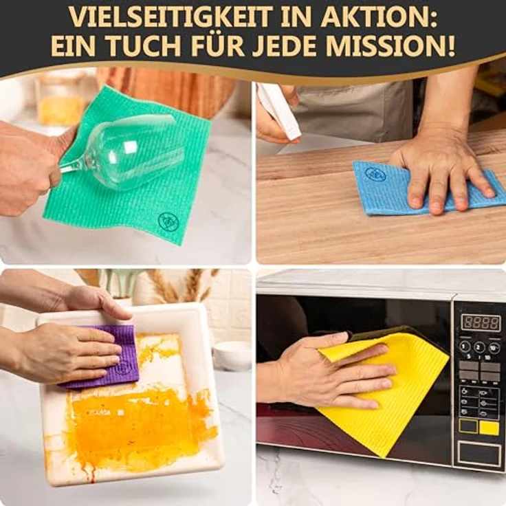 DANIHOME® 5er Set Schwammtücher in Sky Blue - Hochabsorbierende, waschbare Putz- & Spüllappen für Küche und Haushalt - Wiederverwendbar und langlebig – Bild 5