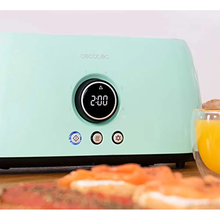 Cecotec Tostadora digital ClassicToast 8000, 2 Extra breiten und langen Schlitzen, 1500W, 6 Bräunungsstufen, inkl. Brötchenaufsatz, blue double  – Bild 5