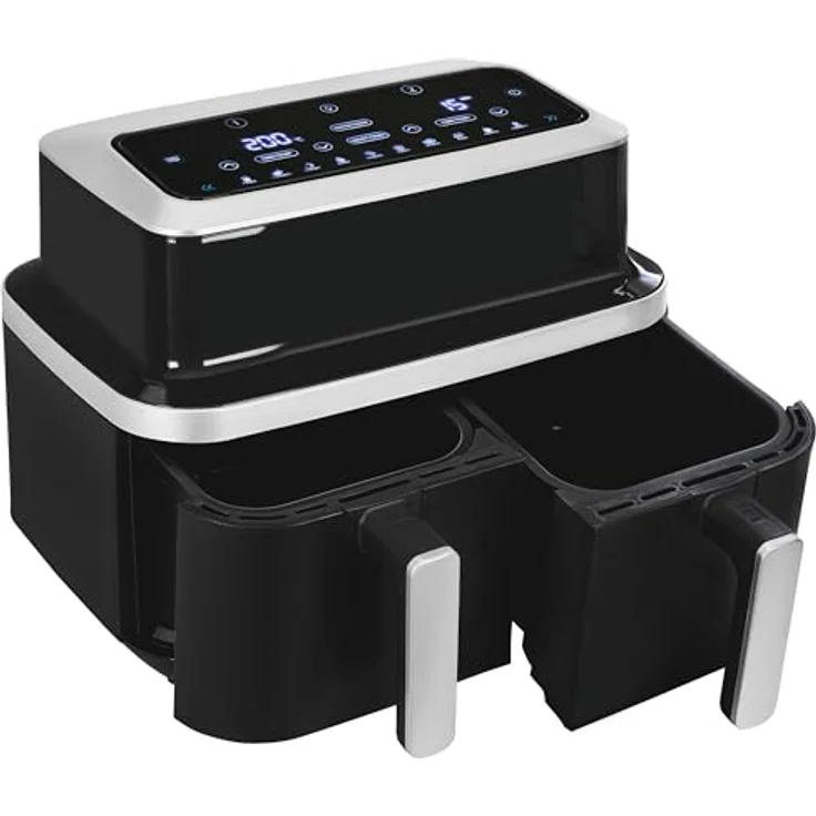GUTFELS AIRFRY5010 Heißluftfritteuse Schwarz-Silber | 2600 W | 8,5 L / 2x 4,2 L Fassungsvermögen | Match Cook | Smart Finish – Bild 1