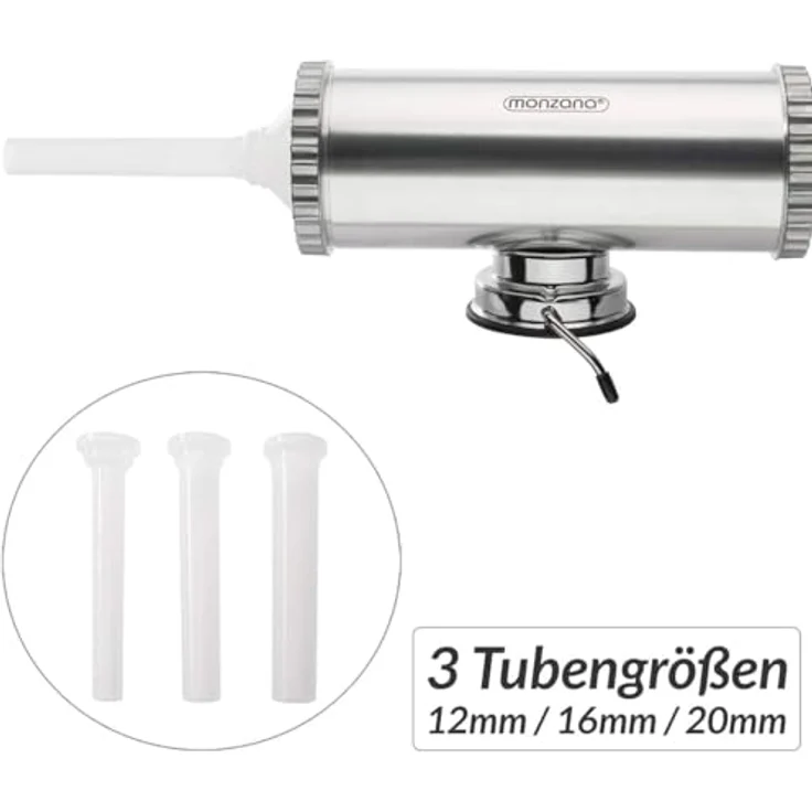 Manueller Wurstfüller 2,5kg Füllmenge I Aluminium I 3 Tubengrößen I inkl. Klemmhalterung & Handkurbel – Bild 4