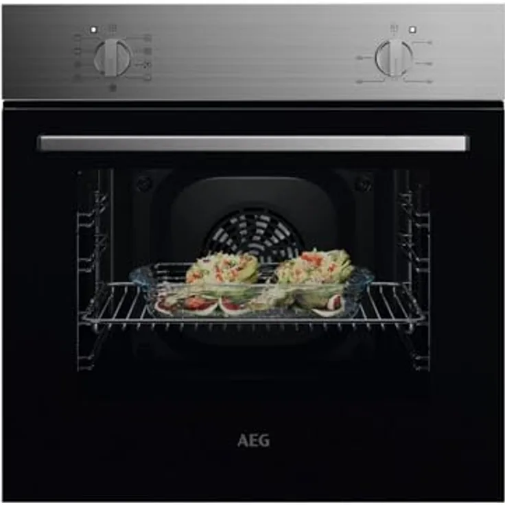 AEG NBU5A10CM SurroundCook® Backofen, Edelstahl, 8 Backofenfunktionen, Aqua-Reinigungsfunktion, Multilevel Cooking mit Ringheizkörper
