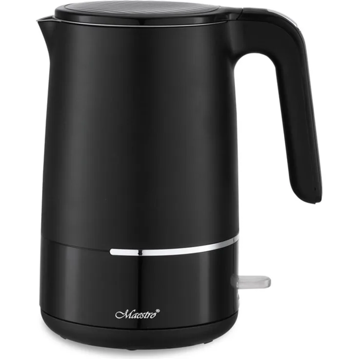 Maestro MR-037 Wasserkocher 1,7 l, 1800 W, doppelwandig, schwarz mit Sicherheitsfunktionen