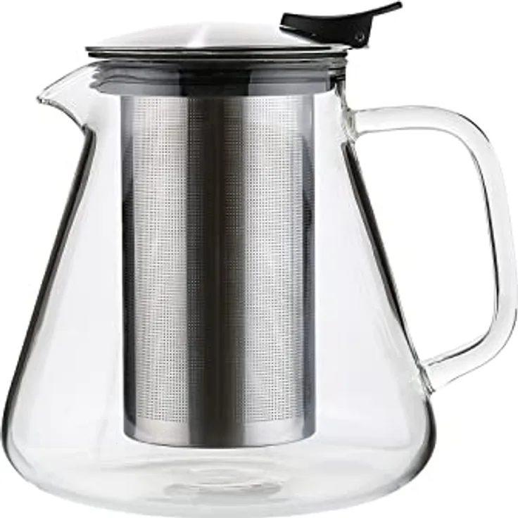 Cilio Kaffeebereiter, 1 L Aufgusskanne aus hitzebeständigem Borosilikatglas, Edelstahlfilter, 8 Tassen