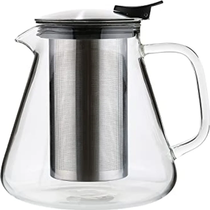 Cilio Kaffeebereiter, 1 L Aufgusskanne aus hitzebeständigem Borosilikatglas, Edelstahlfilter, 8 Tassen – Bild 1