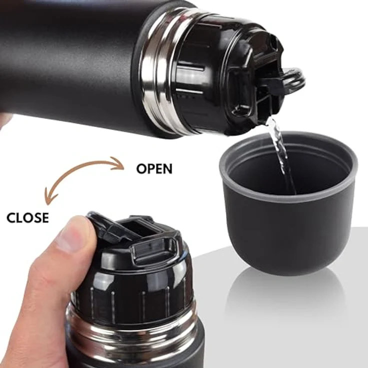 Milu Thermoskanne 1000ml + Silikon Reinigungsbürste Farbe: Schwarz – Bild 7
