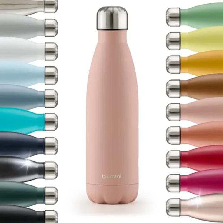 Blumtal® Trinkflasche Edelstahl Charles, 500 ml Thermosflasche, BPA-frei, auslaufsicher, doppelwandige Isolierung, Mellow Rose - Rosa – Bild 1