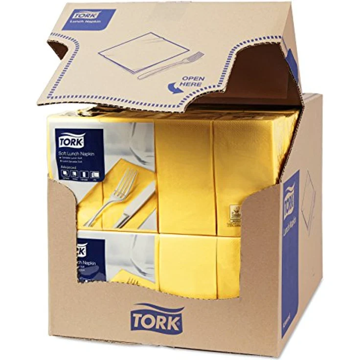 Tork 477880 Soft Lunchservietten Gelb 1/8 Falz / 3-lagige, vorgefaltete Servietten für kleine Gerichte oder Snacks / Advanced Qualität / 10 x 150 (1500) Papierservietten / 32,6 x 33 cm (B x L) – Bild 2