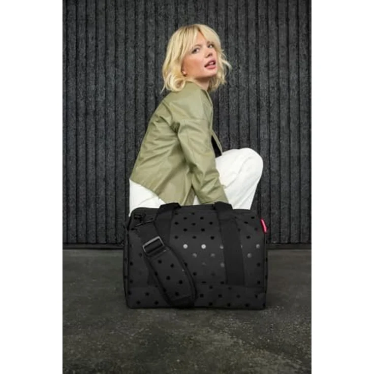 REISENTHEL® Einkaufsshopper Allrounder M, geräumige Tasche mit stabiler Rahmenkonstruktion, 6 Innenfächern, glänzendes Punkte-Muster, schwarz – Bild 9
